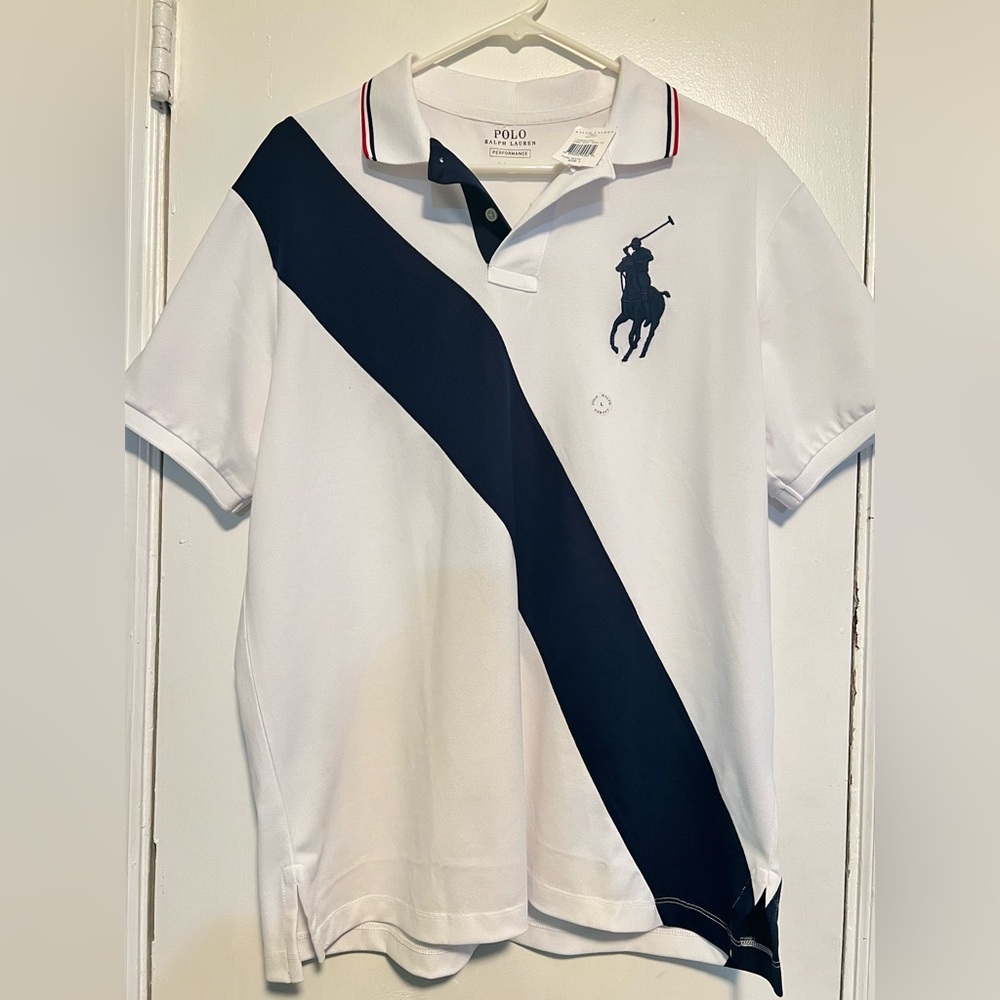 Ralph Lauren White and Navy Polo Shirt